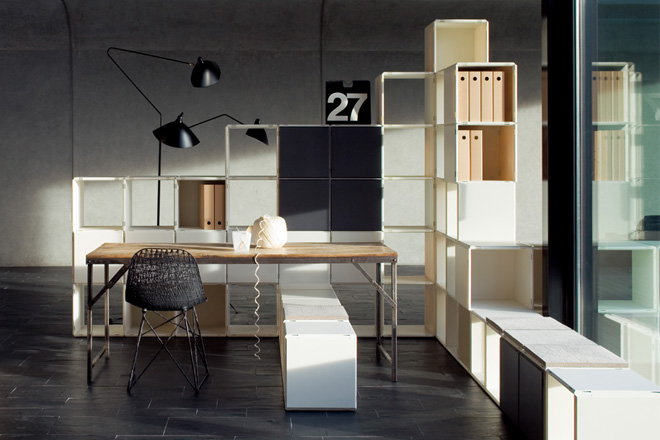 Modular shelving system, qubing